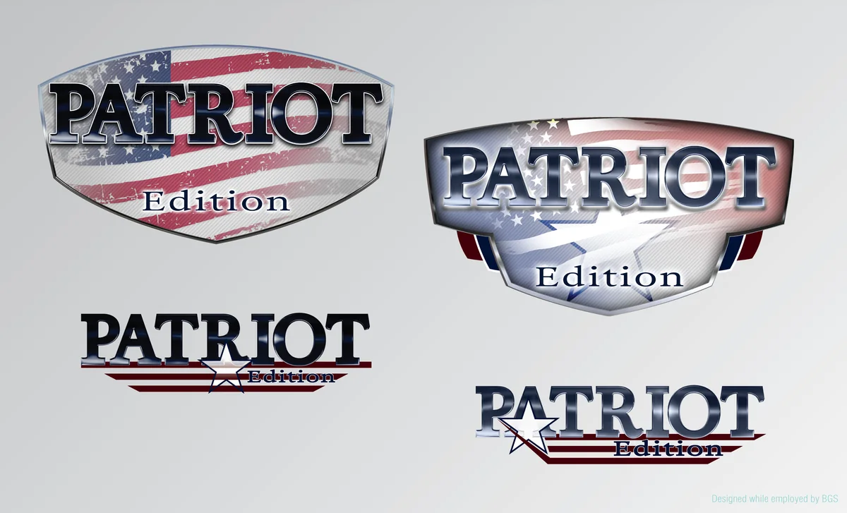 Patriot Edition badge set: Four flag-themed model badges