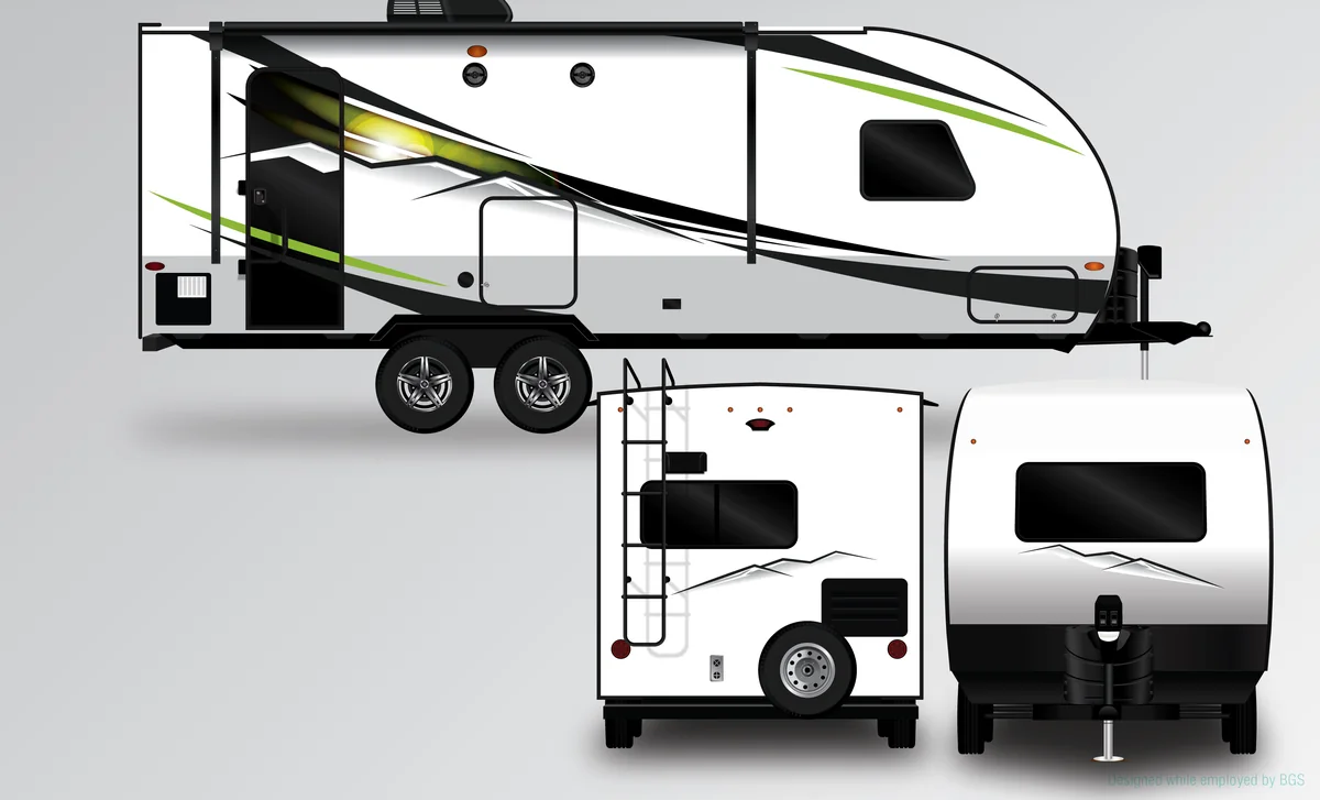 Travel trailer package: Lime accent with front cap and rear