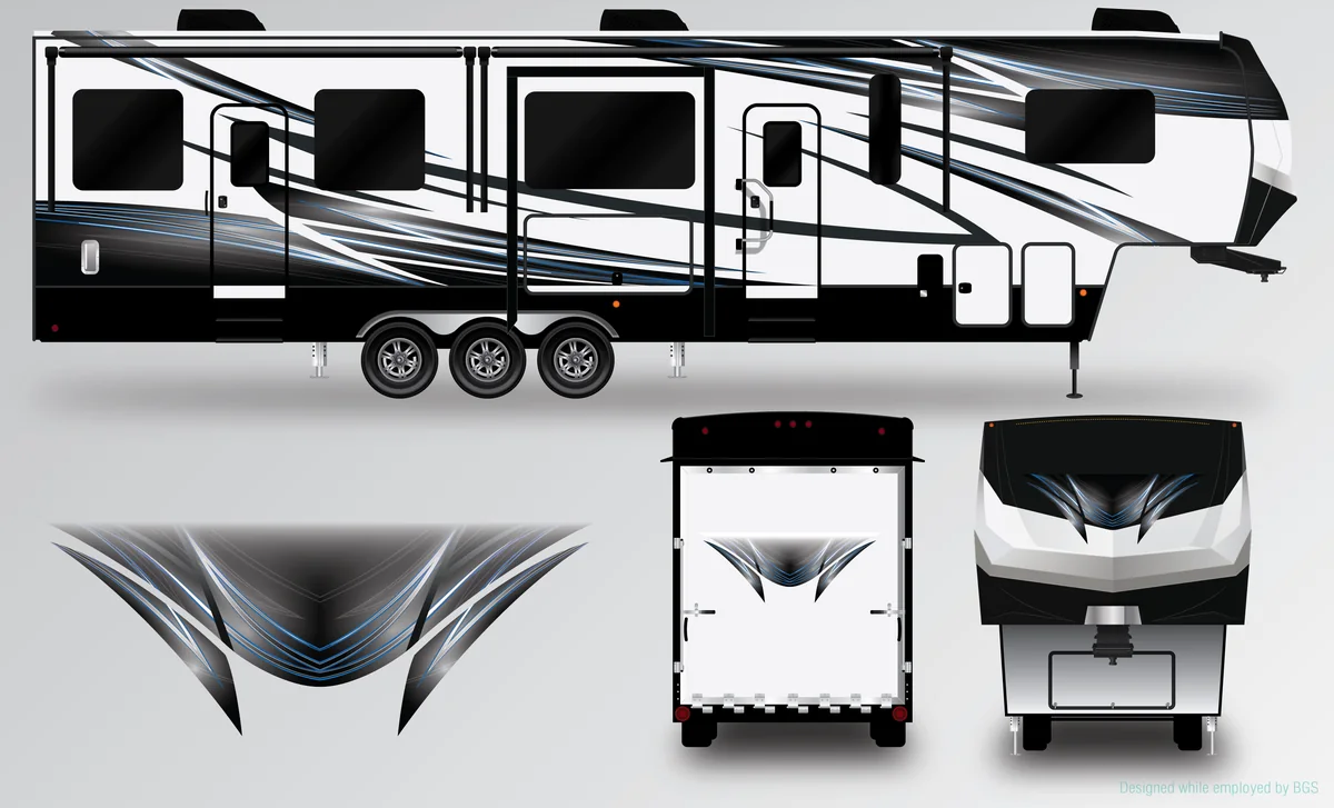Fifth wheel package: Blue-gray full side with front cap and rear cap